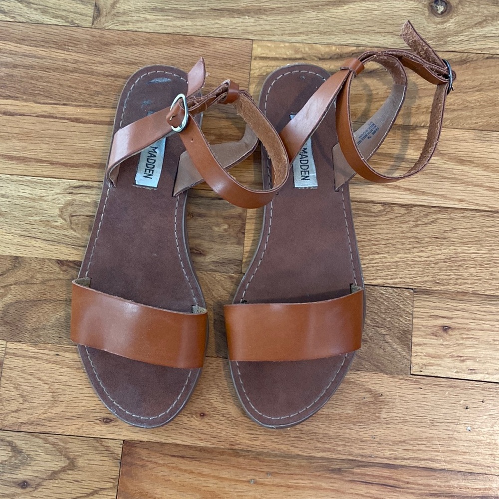 Vegan leather ankle strap sandals